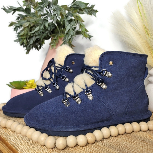 Bearpaw Women's Stephanie Mid-Calf Boots - Suede With Wool Lining & Sheepskin Footbed